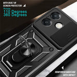 Cover til Oppo A40 5G / A40 4G / A60 5G / A3x 5G (Indien) / A3x 4G med glidende kameradæksel, PC+TPU-støttecover til telefon