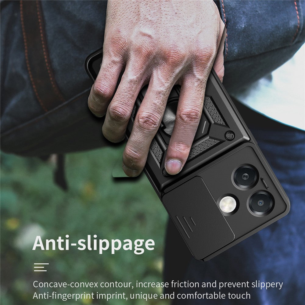 Cover til Oppo A40 5G / A40 4G / A60 5G / A3x 5G (Indien) / A3x 4G med glidende kameradæksel, PC+TPU-støttecover til telefon