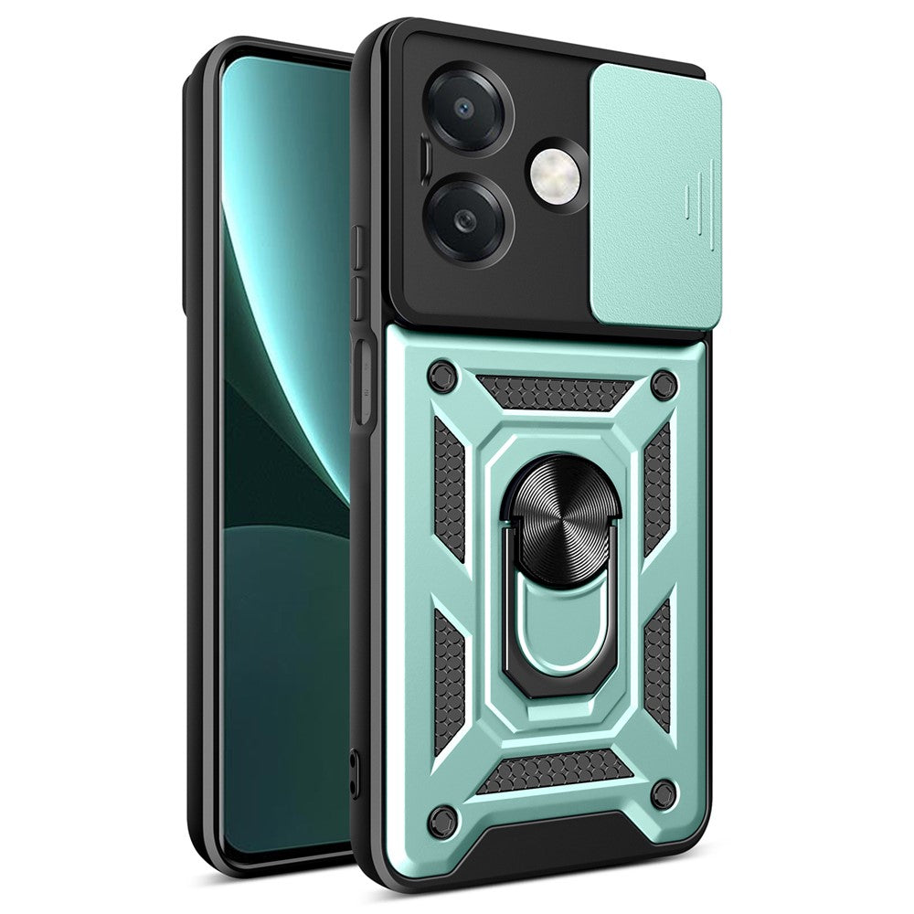 Cover til Oppo A40 5G / A40 4G / A60 5G / A3x 5G (Indien) / A3x 4G med glidende kameradæksel, PC+TPU-støttecover til telefon
