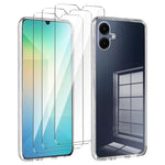 Til Samsung Galaxy A06 4G cover TPU gennemsigtigt telefoncover + 3 stk. hærdet glas skærmbeskyttelsesfilm 2.5D Arc Edge