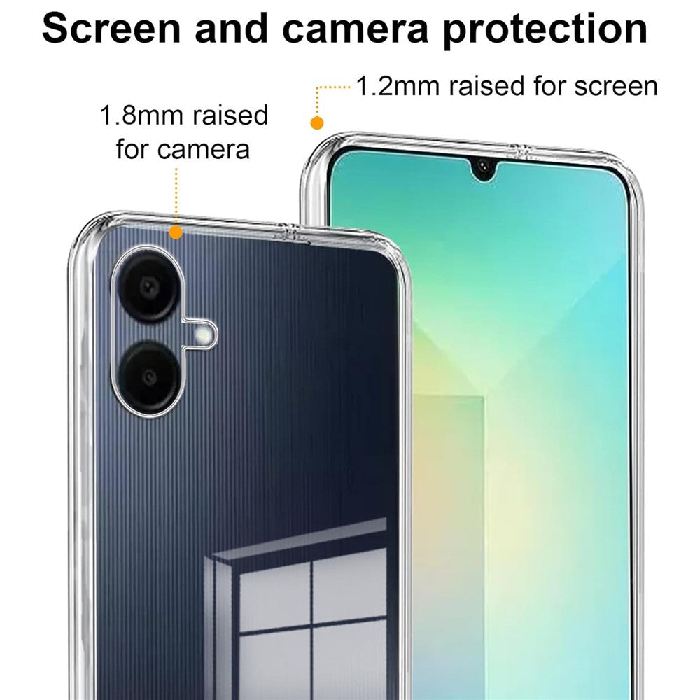 Til Samsung Galaxy A06 4G cover TPU gennemsigtigt telefoncover + 3 stk. hærdet glas skærmbeskyttelsesfilm 2.5D Arc Edge