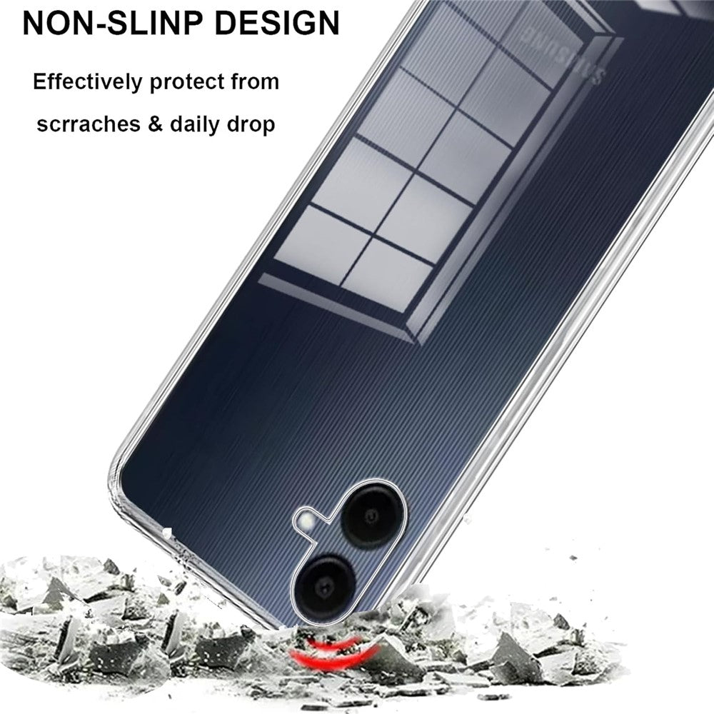 Til Samsung Galaxy A06 4G cover TPU gennemsigtigt telefoncover + 3 stk. hærdet glas skærmbeskyttelsesfilm 2.5D Arc Edge