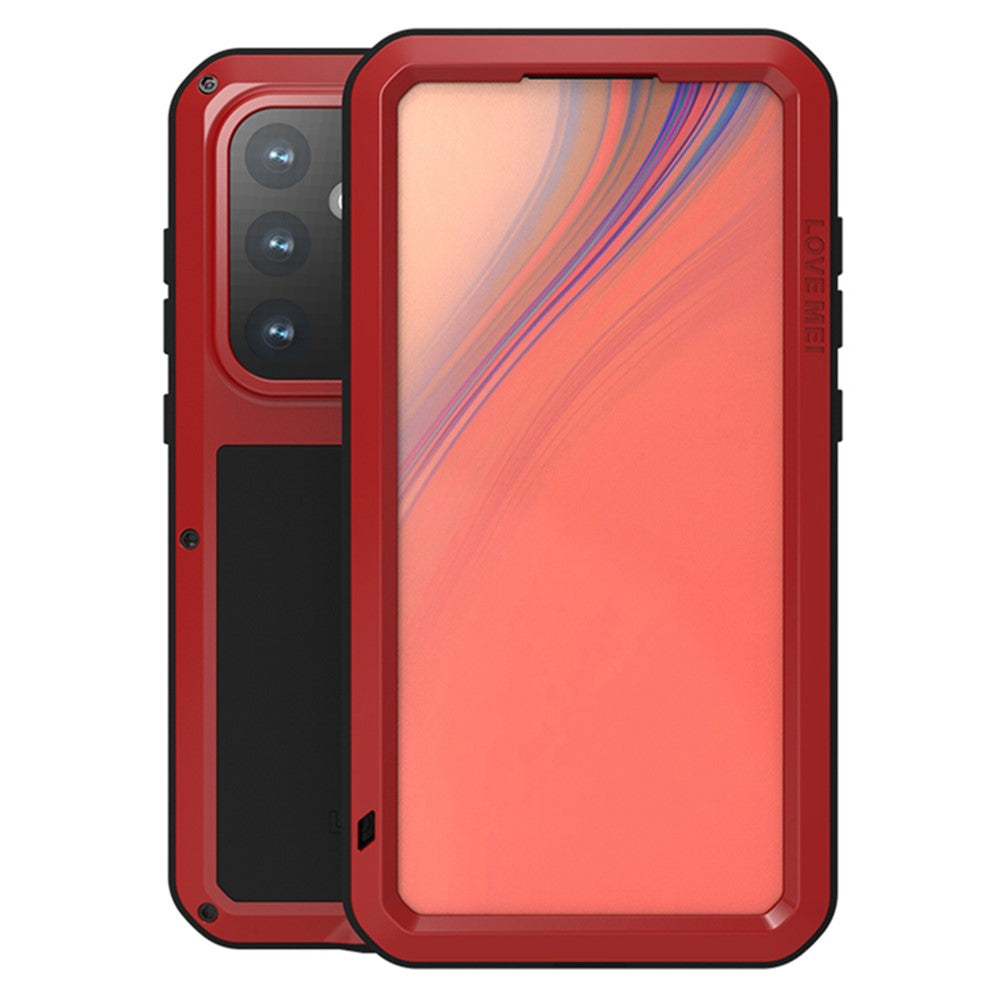 LOVE MEI-etui til Samsung Galaxy S24 FE med hærdet glasfilm, metal + silikone-mobilcover