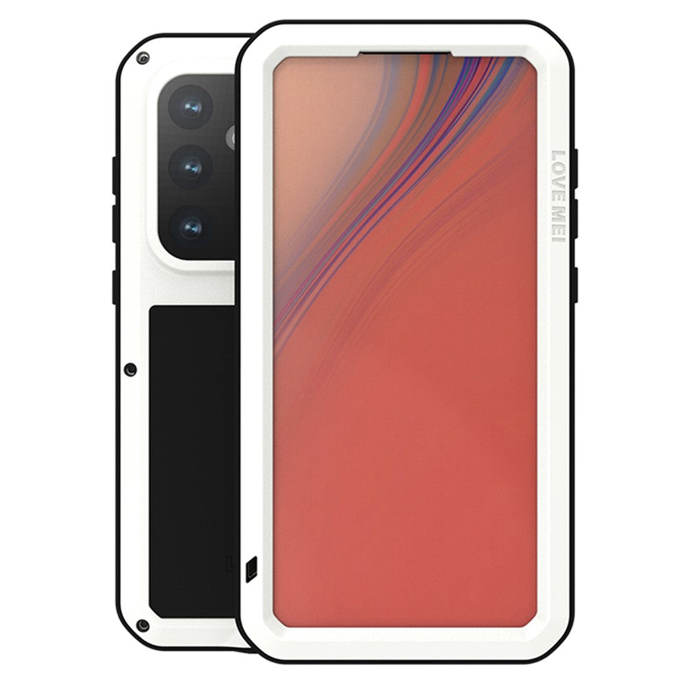 LOVE MEI-etui til Samsung Galaxy S24 FE med hærdet glasfilm, metal + silikone-mobilcover