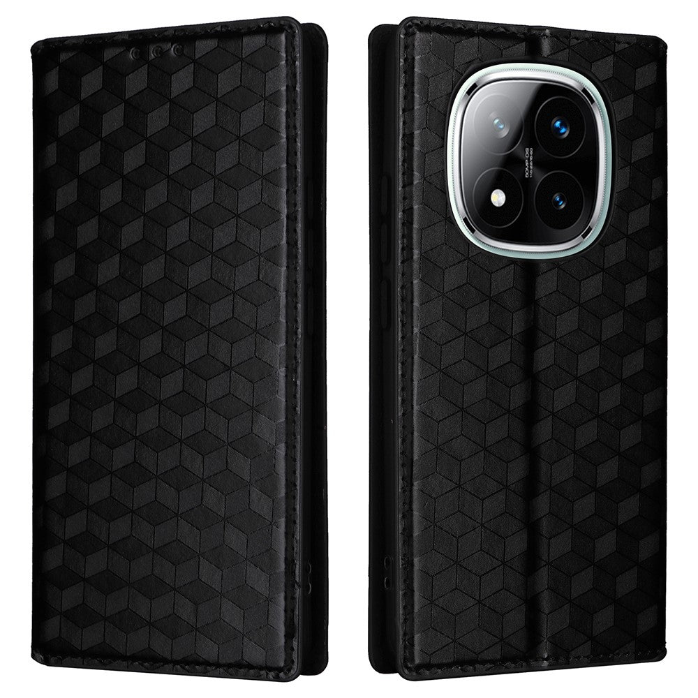 For Xiaomi Note 14 Pro+ 5G / Note 14 Pro 5G / Poco X7 5G Wallet Case Rhombus Imprinted Leather Phone Cover