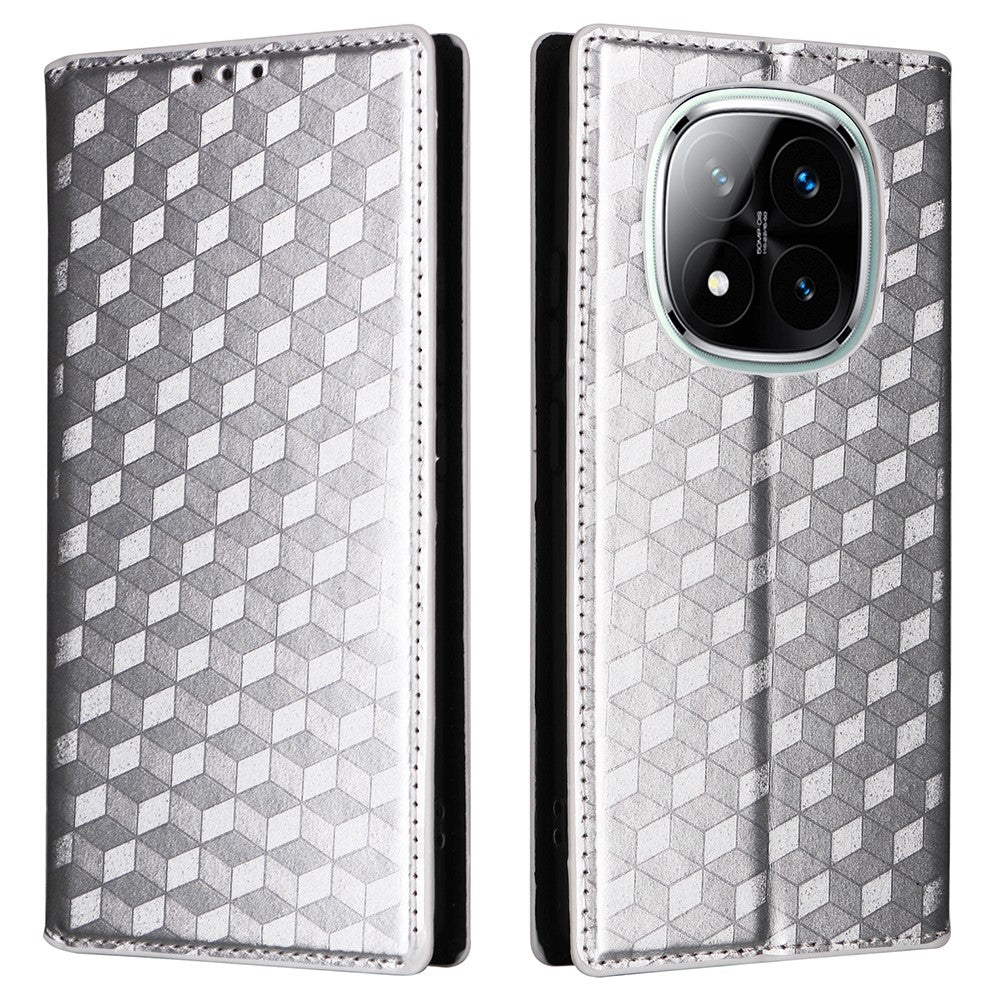 For Xiaomi Note 14 Pro+ 5G / Note 14 Pro 5G / Poco X7 5G Wallet Case Rhombus Imprinted Leather Phone Cover