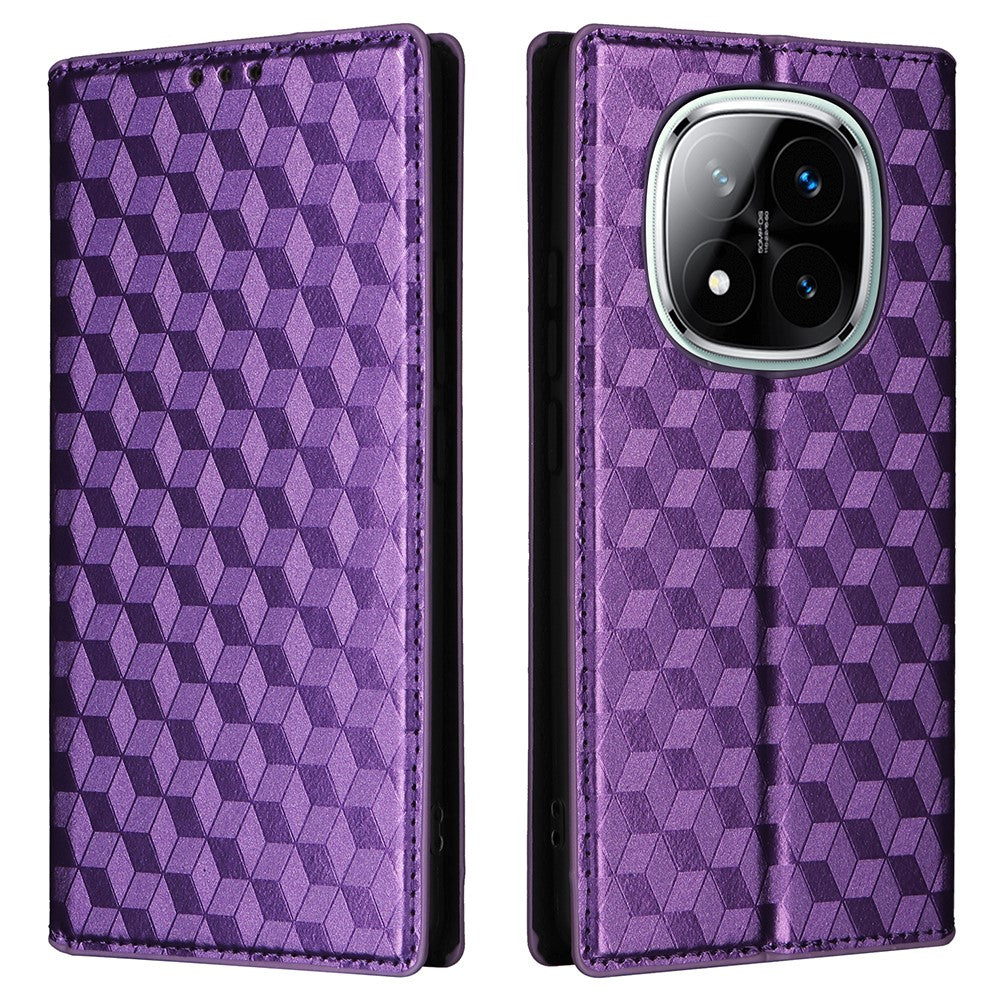 For Xiaomi Note 14 Pro+ 5G / Note 14 Pro 5G / Poco X7 5G Wallet Case Rhombus Imprinted Leather Phone Cover