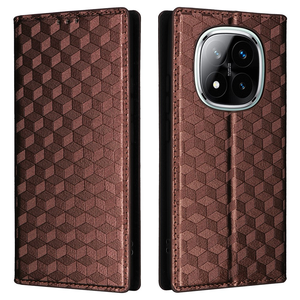 For Xiaomi Note 14 Pro+ 5G / Note 14 Pro 5G / Poco X7 5G Wallet Case Rhombus Imprinted Leather Phone Cover