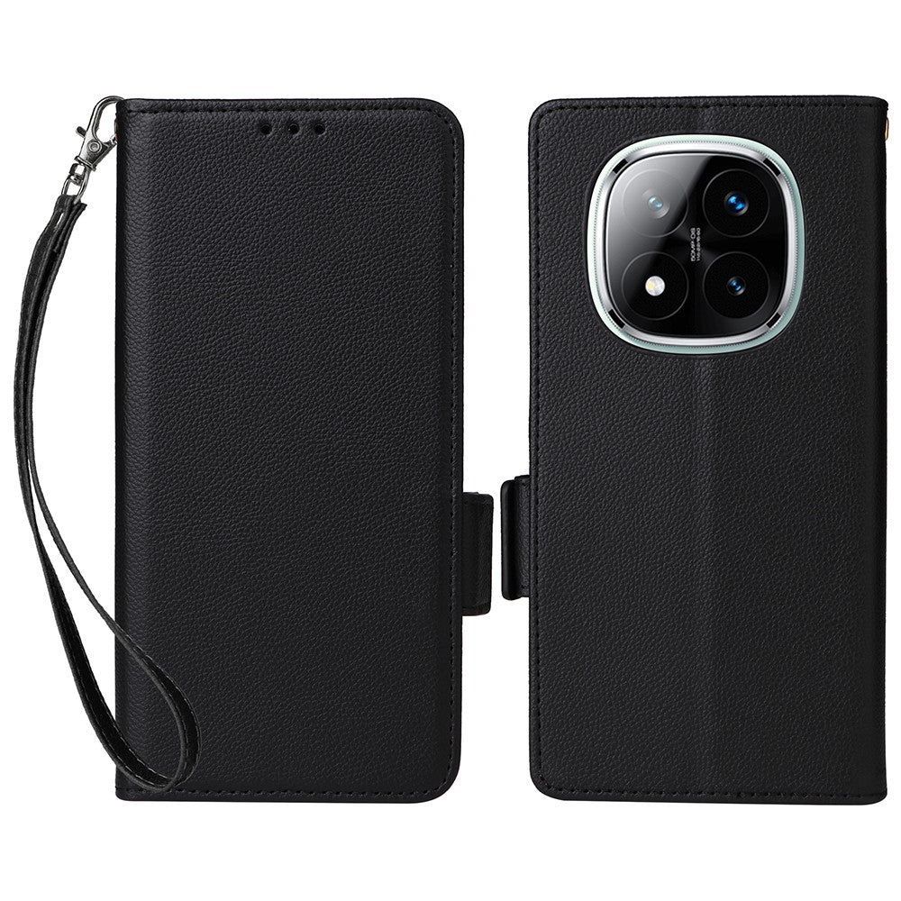 For Xiaomi Note 14 Pro+ 5G / Note 14 Pro 5G / Poco X7 5G Case with Wrist Strap Litchi Texture PU Leather Wallet Phone Cover