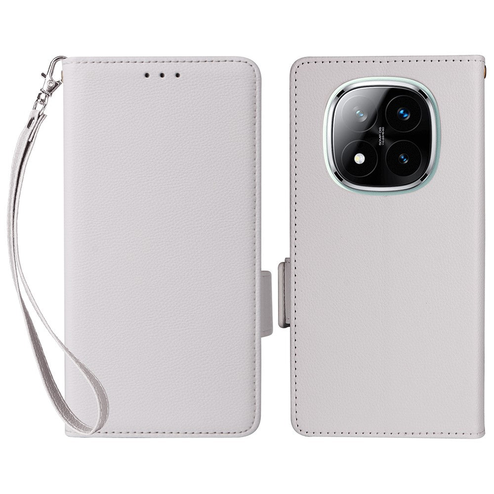For Xiaomi Note 14 Pro+ 5G / Note 14 Pro 5G / Poco X7 5G Case with Wrist Strap Litchi Texture PU Leather Wallet Phone Cover
