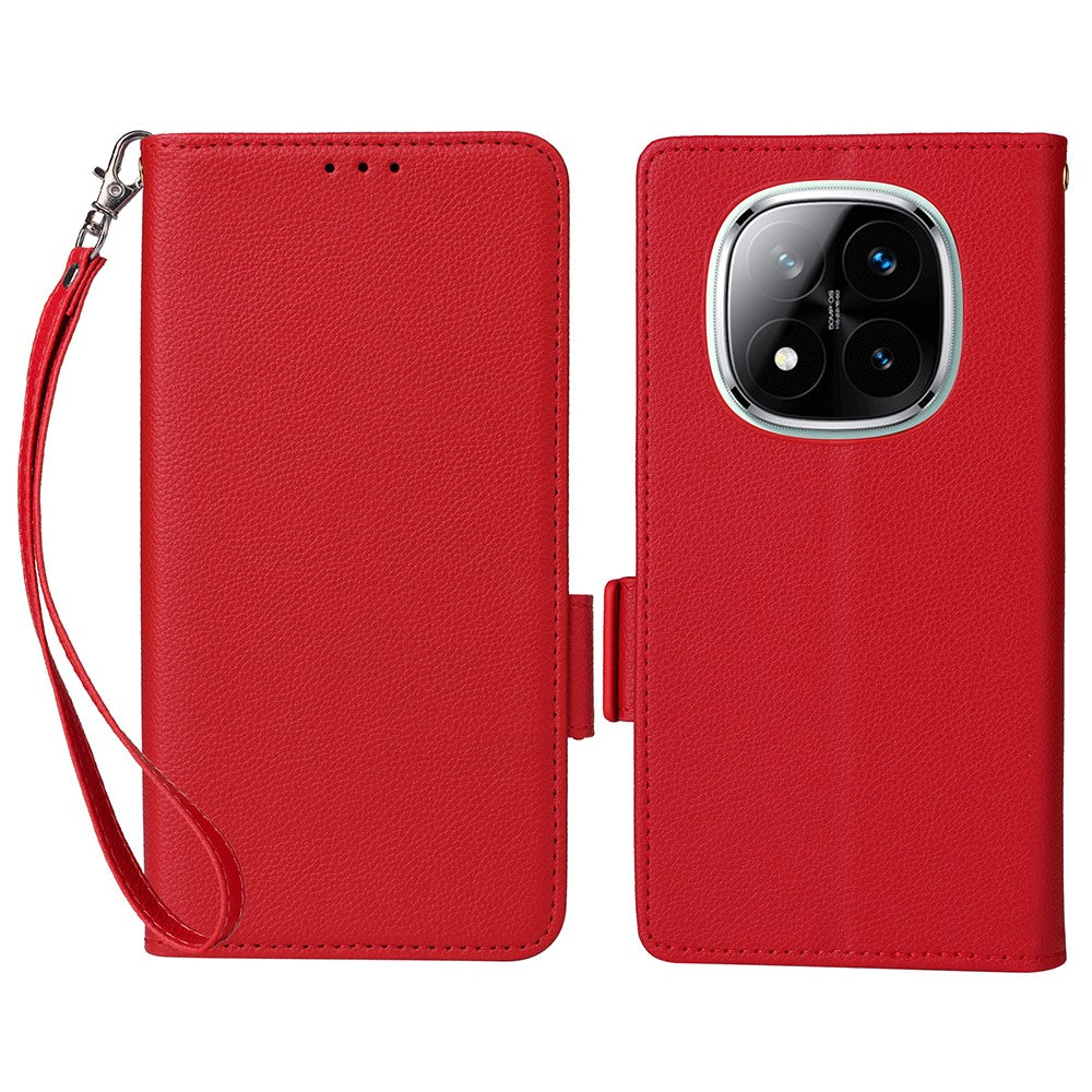 For Xiaomi Note 14 Pro+ 5G / Note 14 Pro 5G / Poco X7 5G Case with Wrist Strap Litchi Texture PU Leather Wallet Phone Cover