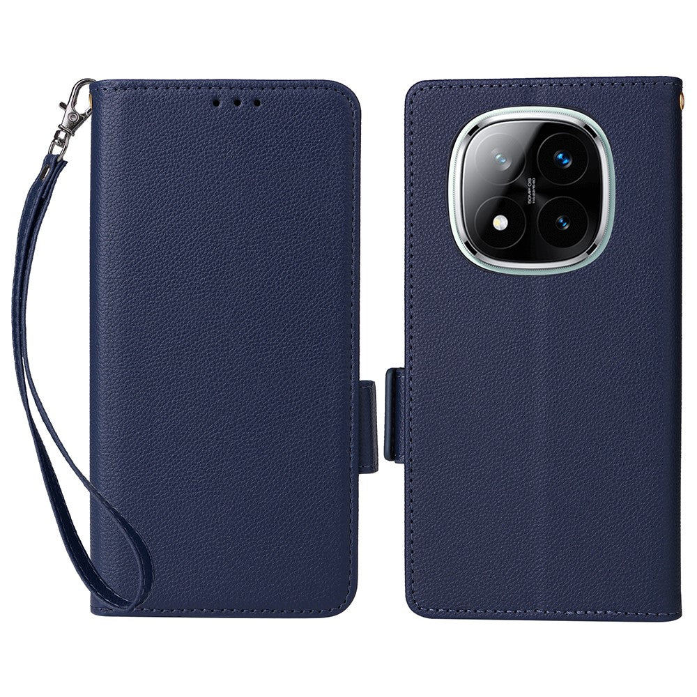 For Xiaomi Note 14 Pro+ 5G / Note 14 Pro 5G / Poco X7 5G Case with Wrist Strap Litchi Texture PU Leather Wallet Phone Cover