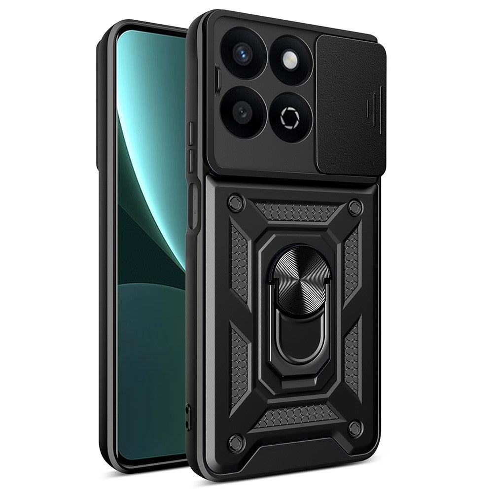Til Honor X7c 5G / X7c 4G / 200 Smart 5G Cover med Skydelågs-Kamera-Beskyttelse PC+TPU Kickstand Telefoncover