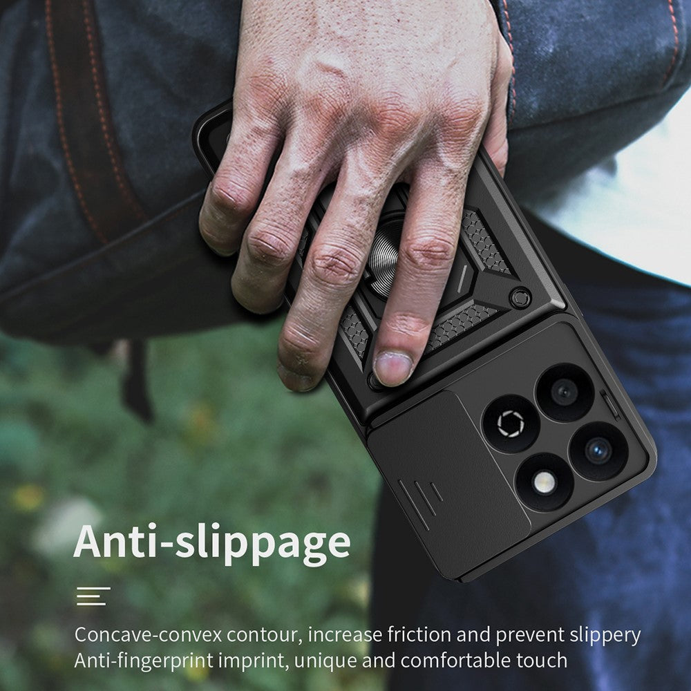 Til Honor X7c 5G / X7c 4G / 200 Smart 5G Cover med Skydelågs-Kamera-Beskyttelse PC+TPU Kickstand Telefoncover