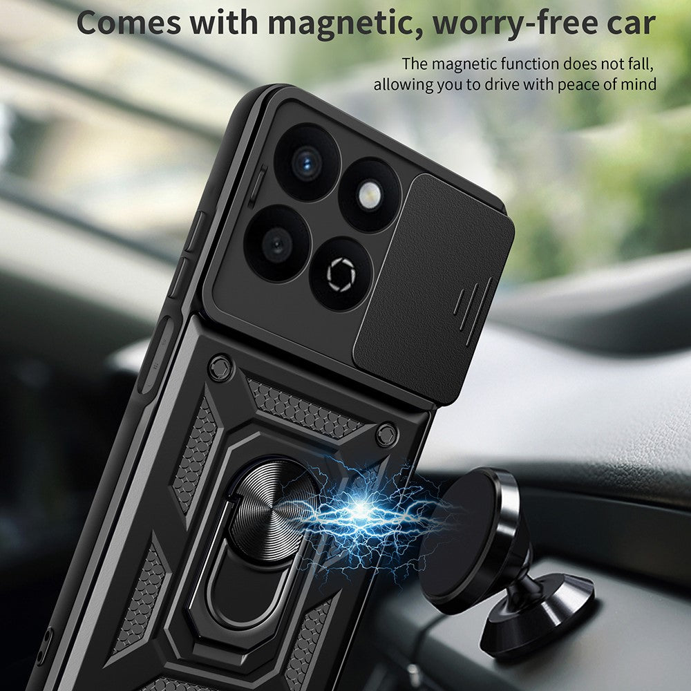 Til Honor X7c 5G / X7c 4G / 200 Smart 5G Cover med Skydelågs-Kamera-Beskyttelse PC+TPU Kickstand Telefoncover