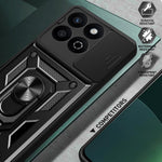 Til Honor X7c 5G / X7c 4G / 200 Smart 5G Cover med Skydelågs-Kamera-Beskyttelse PC+TPU Kickstand Telefoncover