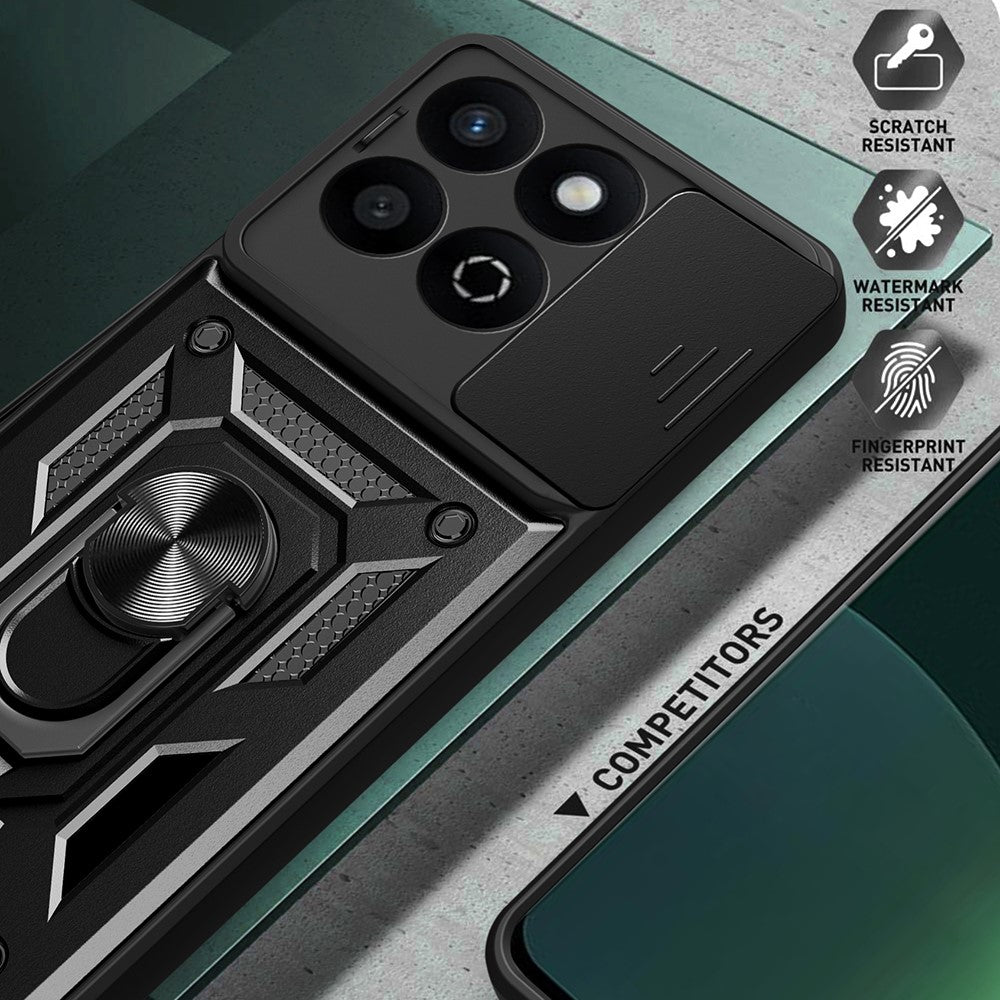 Til Honor X7c 5G / X7c 4G / 200 Smart 5G Cover med Skydelågs-Kamera-Beskyttelse PC+TPU Kickstand Telefoncover