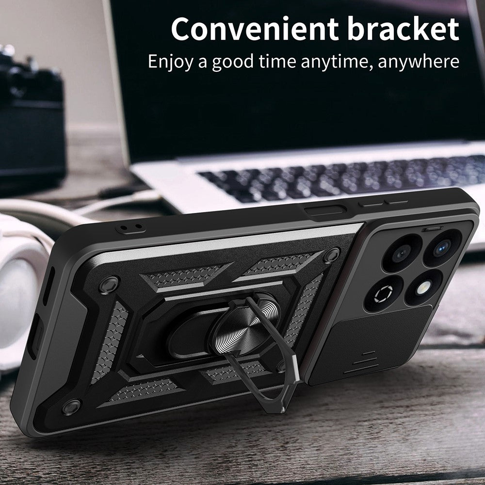 Til Honor X7c 5G / X7c 4G / 200 Smart 5G Cover med Skydelågs-Kamera-Beskyttelse PC+TPU Kickstand Telefoncover