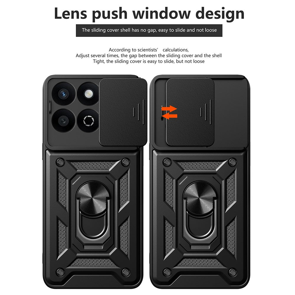 Til Honor X7c 5G / X7c 4G / 200 Smart 5G Cover med Skydelågs-Kamera-Beskyttelse PC+TPU Kickstand Telefoncover