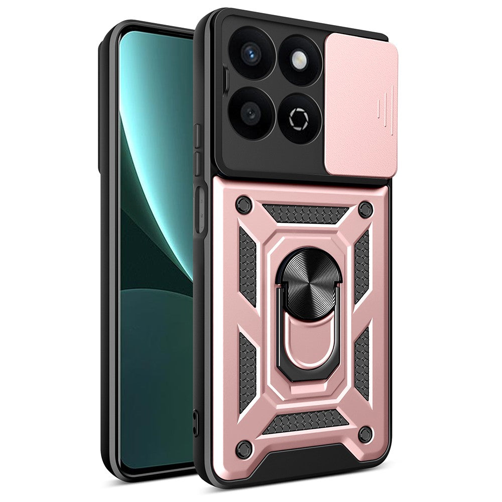 Til Honor X7c 5G / X7c 4G / 200 Smart 5G Cover med Skydelågs-Kamera-Beskyttelse PC+TPU Kickstand Telefoncover
