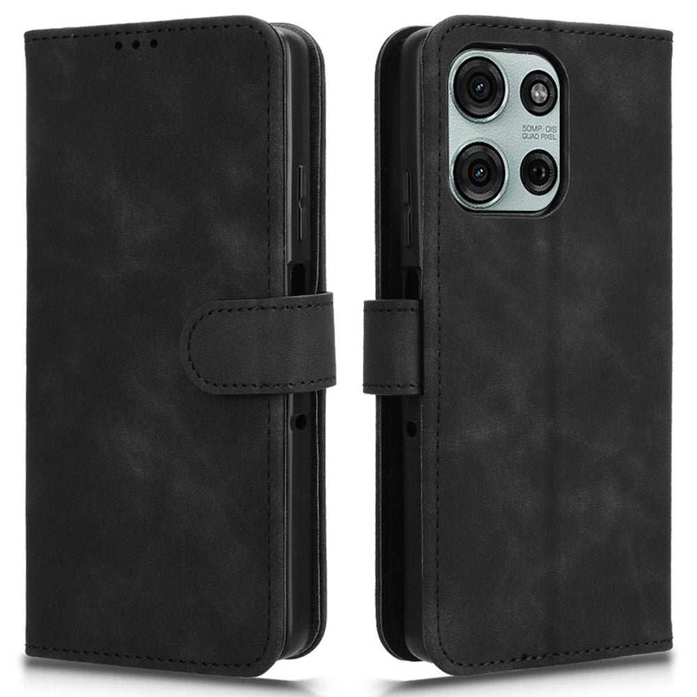For Motorola Moto G75 5G Leather Case Skin-Feel Anti-Drop Wallet Flip Phone Cover
