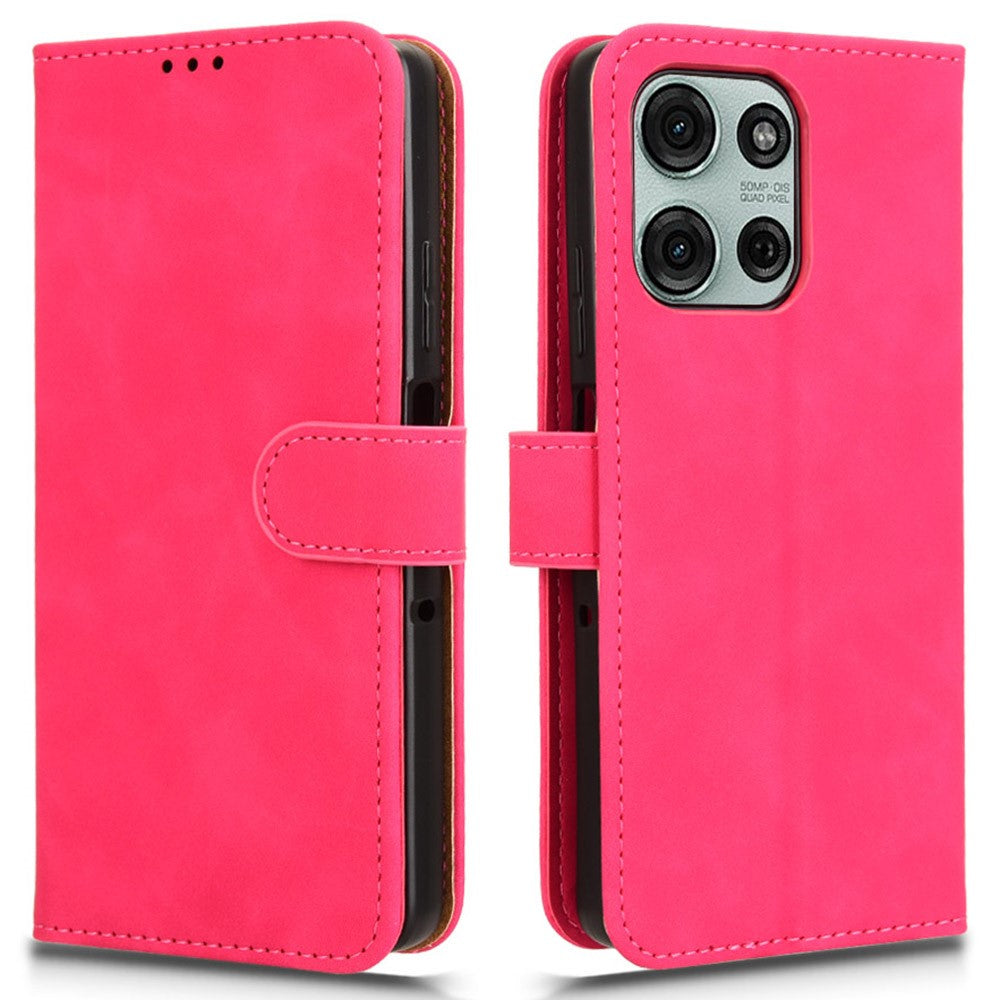 For Motorola Moto G75 5G Leather Case Skin-Feel Anti-Drop Wallet Flip Phone Cover