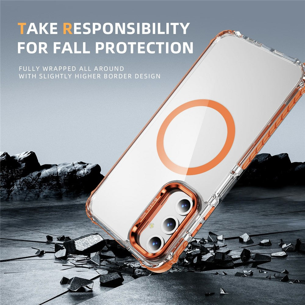 For Samsung Galaxy S24 FE Clear Phone Case with Lens Kickstand Cover Magnetic Case