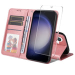 ENKAY til Samsung Galaxy S24+ / Galaxy S25+ pung-etui i PU-læder, HAT PRINCE, mobilstativ med hærdet glas