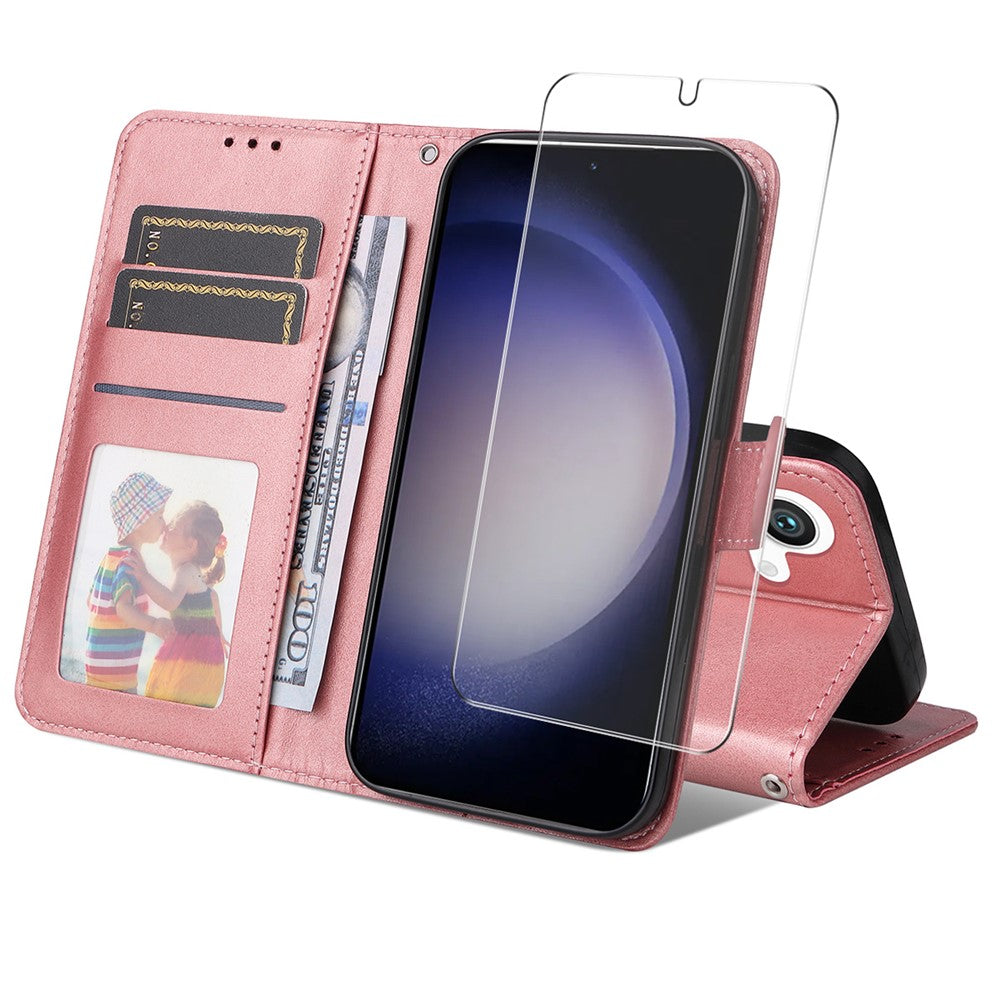 ENKAY til Samsung Galaxy S24+ / Galaxy S25+ pung-etui i PU-læder, HAT PRINCE, mobilstativ med hærdet glas