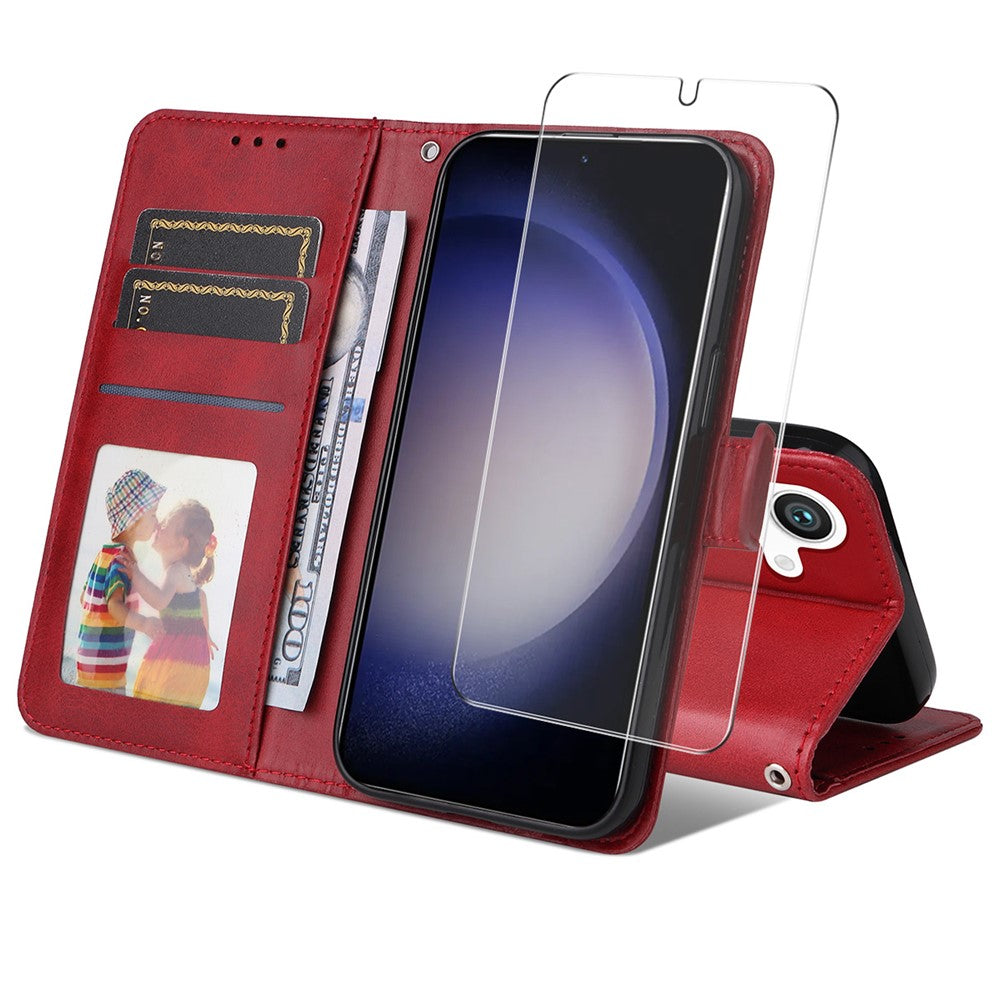 ENKAY För Samsung Galaxy S24+ / Galaxy S25+ Plånboksfodral i PU-läder, HAT PRINCE, mobilstativ med härdat glas