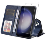 ENKAY För Samsung Galaxy S24+ / Galaxy S25+ Plånboksfodral i PU-läder, HAT PRINCE, mobilstativ med härdat glas