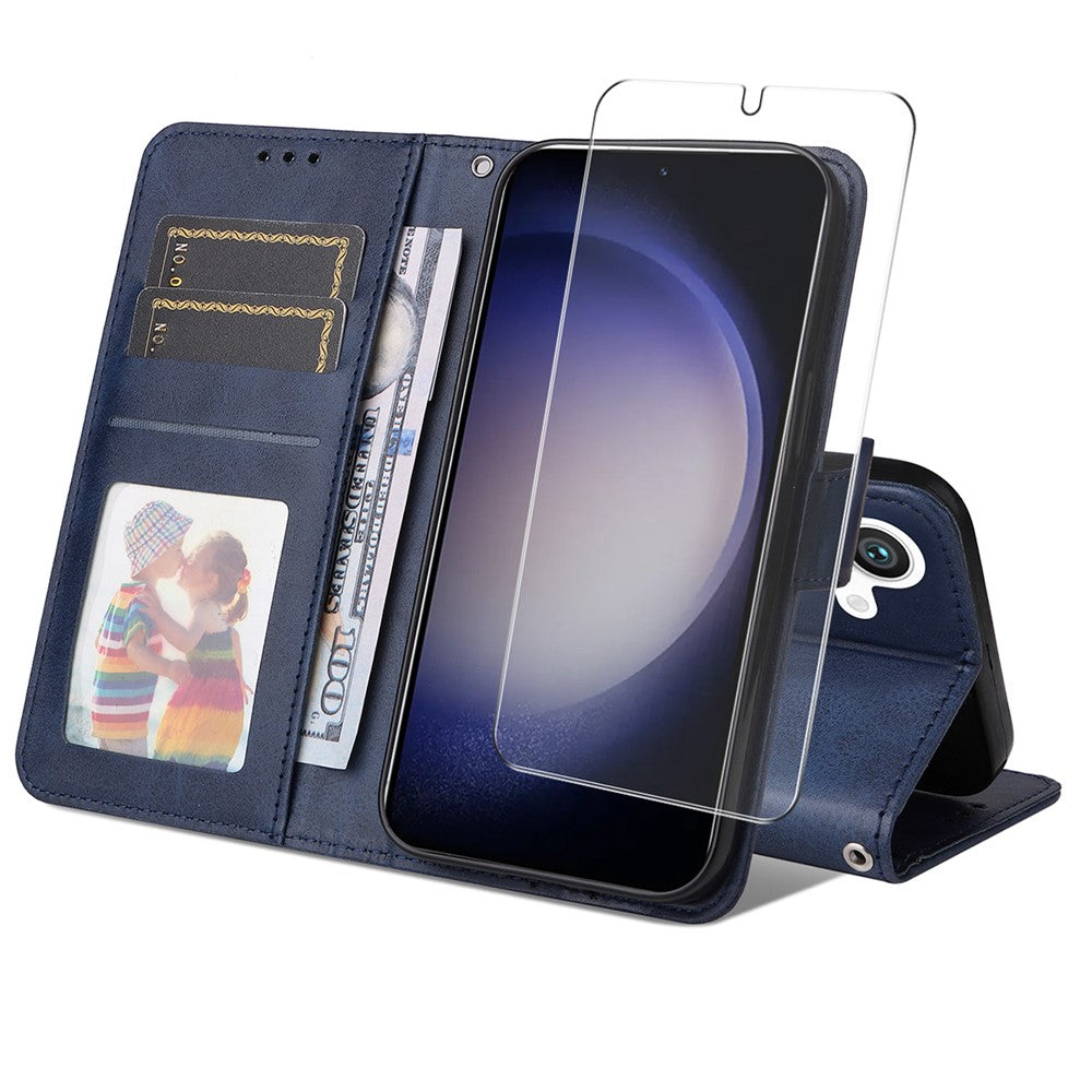 ENKAY För Samsung Galaxy S24+ / Galaxy S25+ Plånboksfodral i PU-läder, HAT PRINCE, mobilstativ med härdat glas