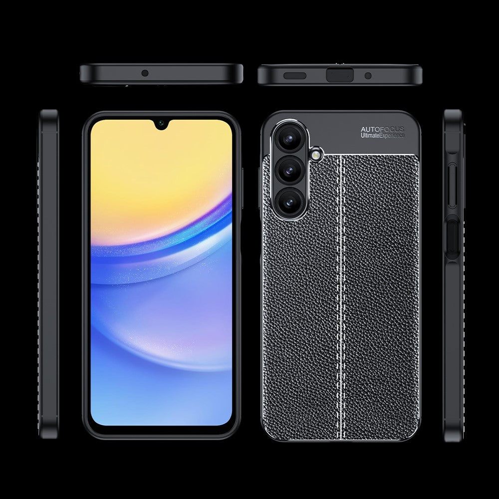 For Samsung Galaxy A16 5G / 4G Case Litchi Texture TPU Flexible Phone Cover, Black