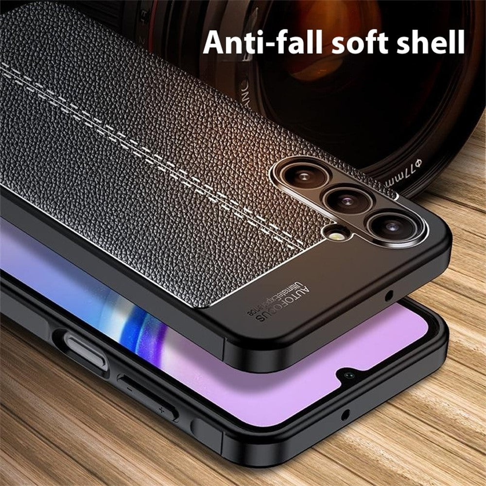 For Samsung Galaxy A16 5G / 4G Case Litchi Texture TPU Flexible Phone Cover, Black