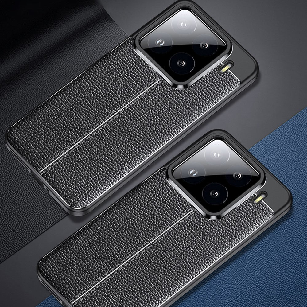 Xiaomi 15-skal med litchitextur och flexibelt TPU-fodral, svart