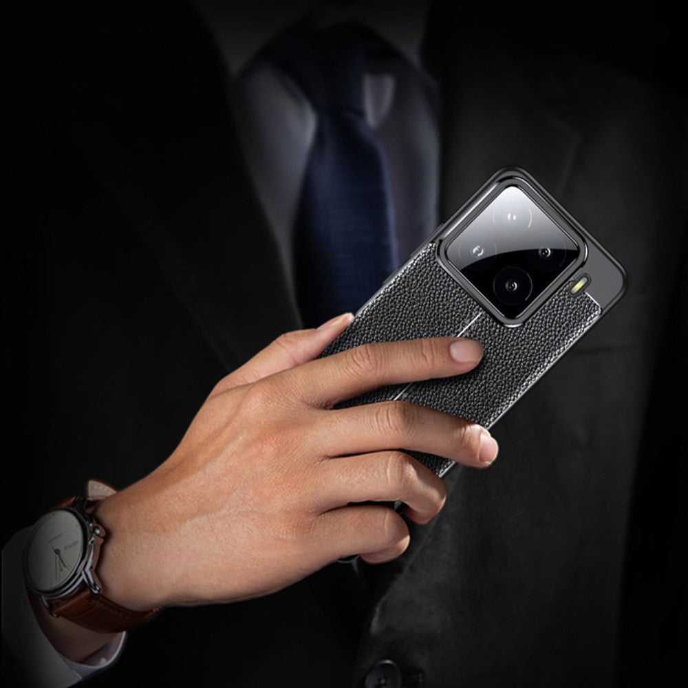 Xiaomi 15-skal med litchitextur och flexibelt TPU-fodral, svart