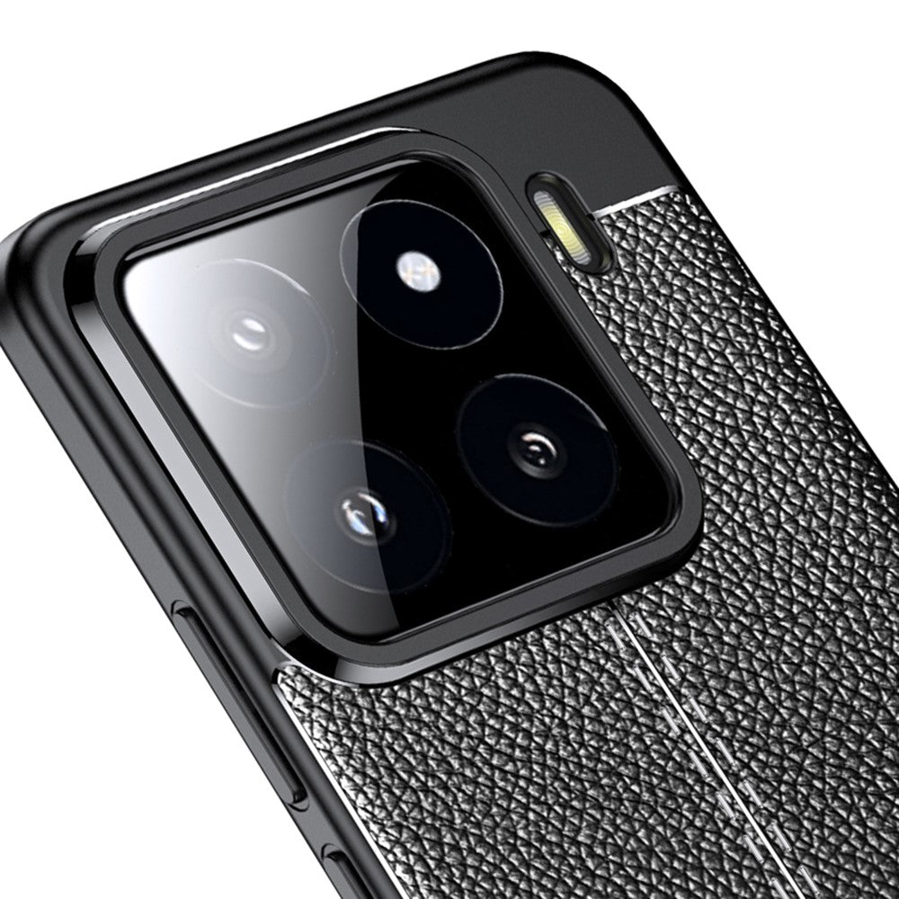 For Xiaomi 15 Case Litchi Texture TPU Flexible Phone Cover, Black