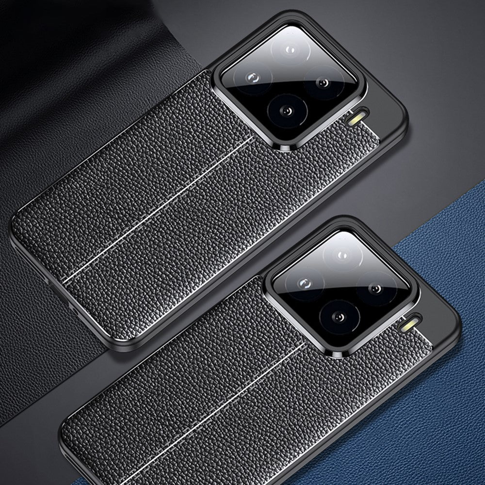 Xiaomi 15 Pro-skal med litchitextur och flexibelt TPU-skal, svart