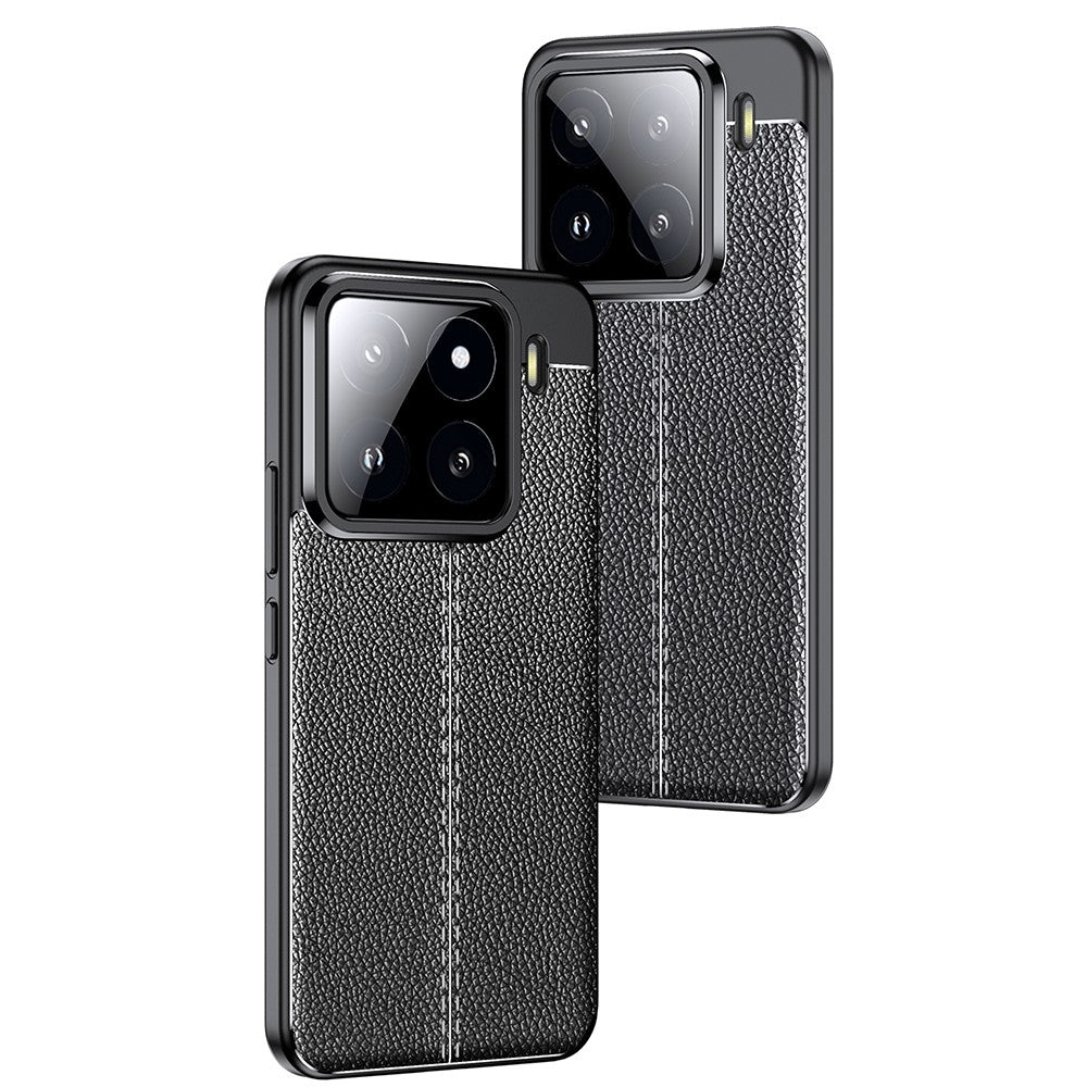 For Xiaomi 15 Pro Case Litchi Texture TPU Flexible Phone Cover, Black