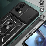 Til Motorola Moto G35 5G Cover med Skydekameralåg PC+TPU Støtteben Telefoncover