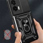 Til Motorola Moto G35 5G Cover med Skydekameralåg PC+TPU Støtteben Telefoncover