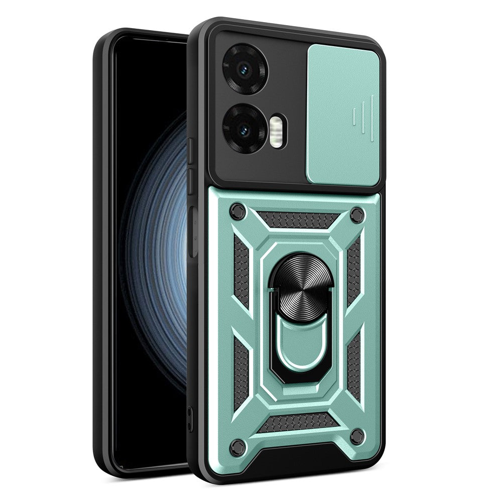Til Motorola Moto G35 5G Cover med Skydekameralåg PC+TPU Støtteben Telefoncover