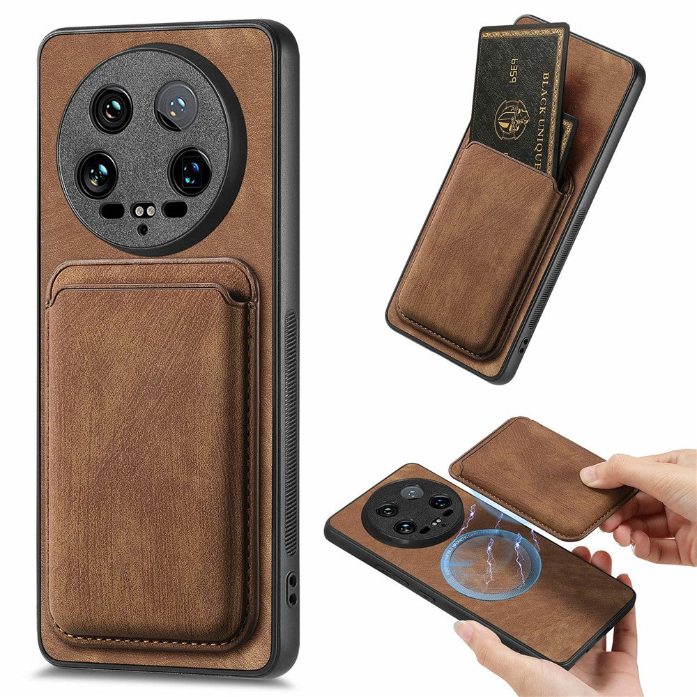 For Xiaomi 14 Ultra Case Leather+TPU Retro Phone Cover with Detachable Card Slot