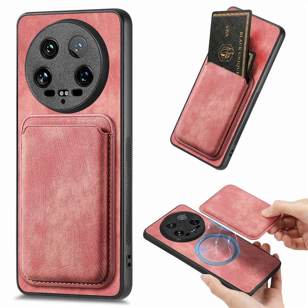 For Xiaomi 14 Ultra Case Leather+TPU Retro Phone Cover with Detachable Card Slot