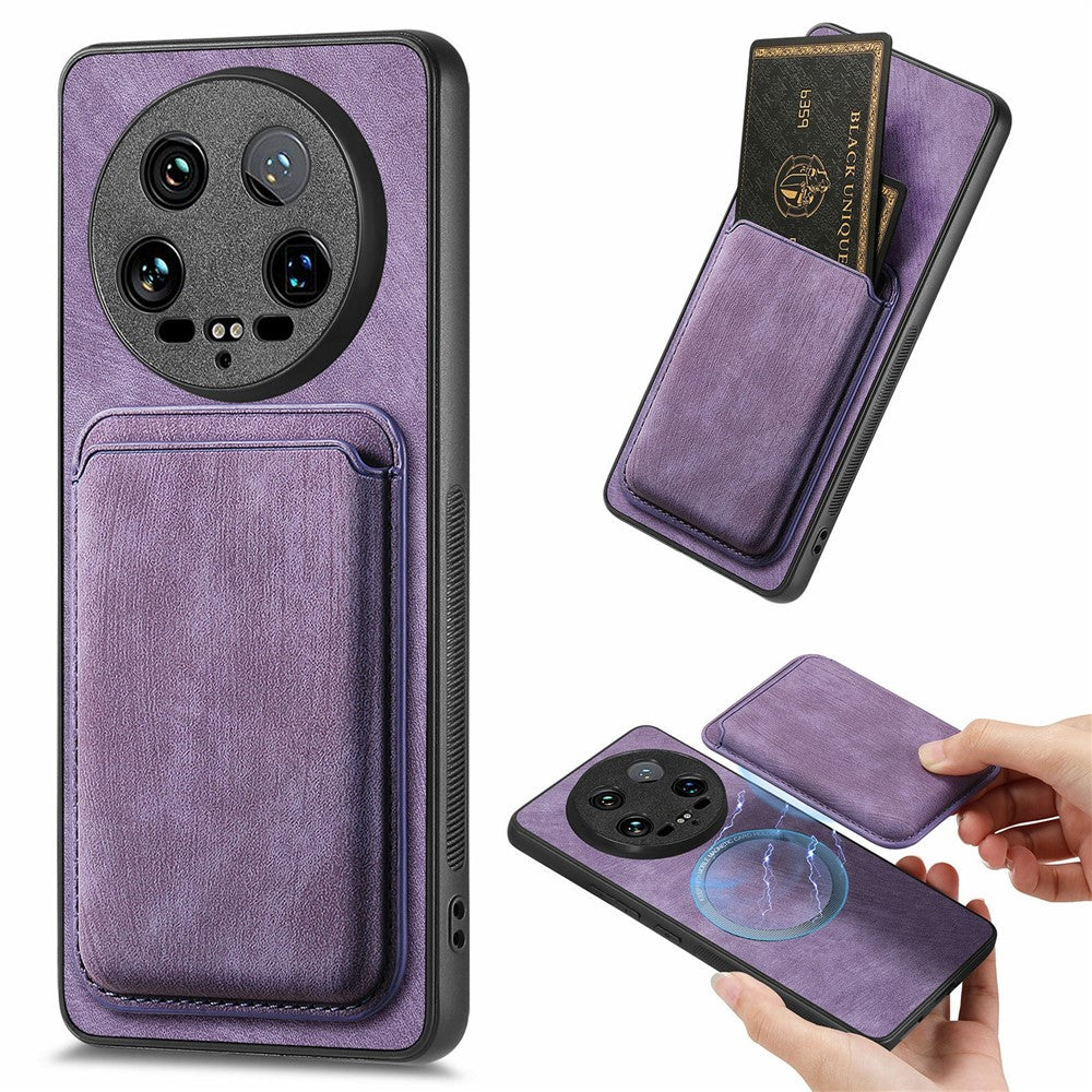 For Xiaomi 14 Ultra Case Leather+TPU Retro Phone Cover with Detachable Card Slot
