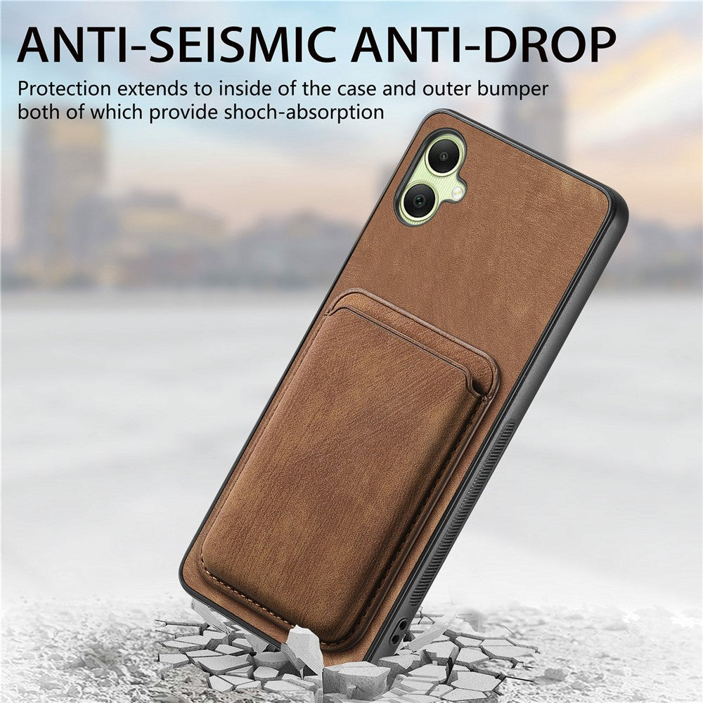 Samsung Galaxy A06 4G-skal i läder + TPU Retro-mobilskal med avtagbar kortplats