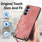 Til Samsung Galaxy A16 5G / A16 4G Cover Retro Tekstur Læderbelagt PC+TPU Telefoncover med Hængende Snor