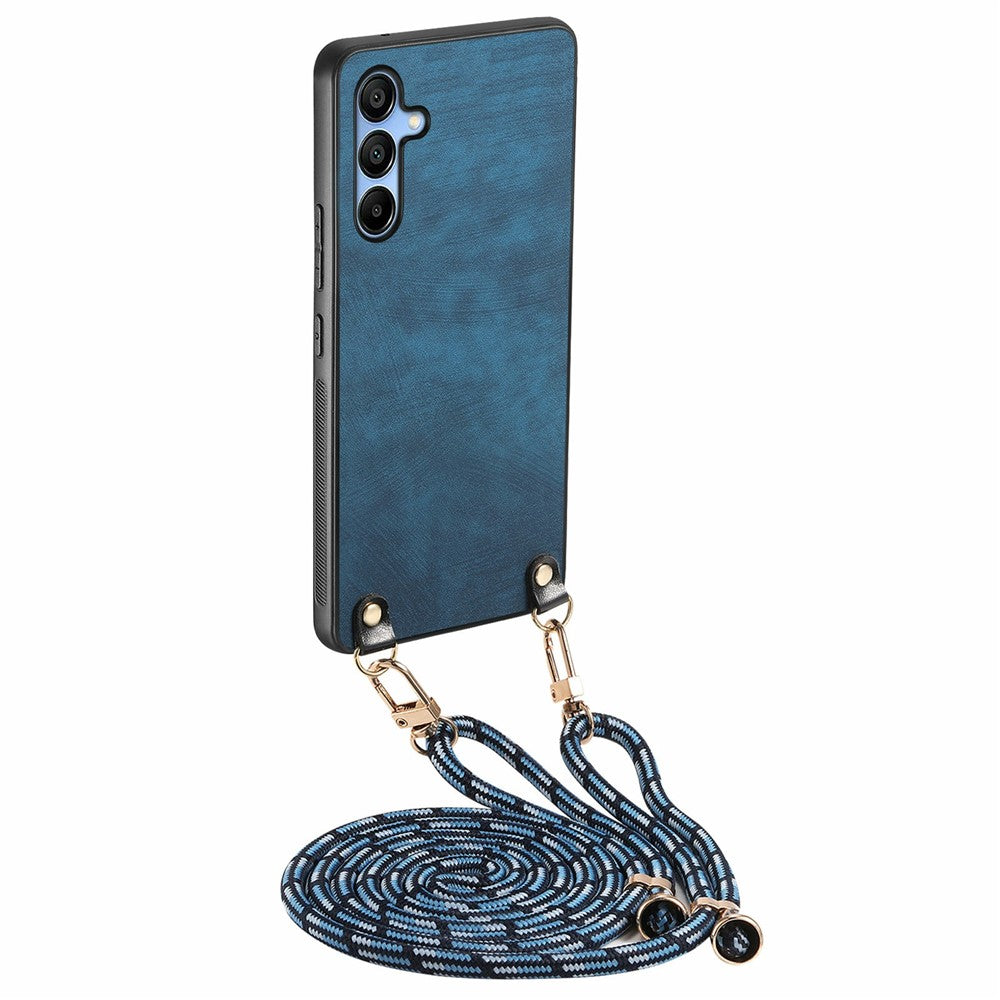 Til Samsung Galaxy A16 5G / A16 4G Cover Retro Tekstur Læderbelagt PC+TPU Telefoncover med Hængende Snor