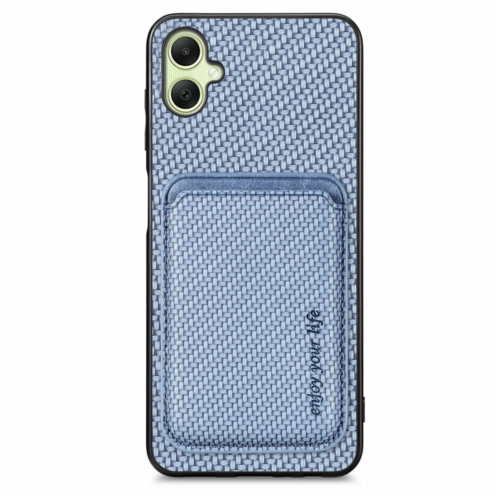 Samsung Galaxy A06 4G-skal, bakstycke i kolfiberläder med avtagbar korthållare