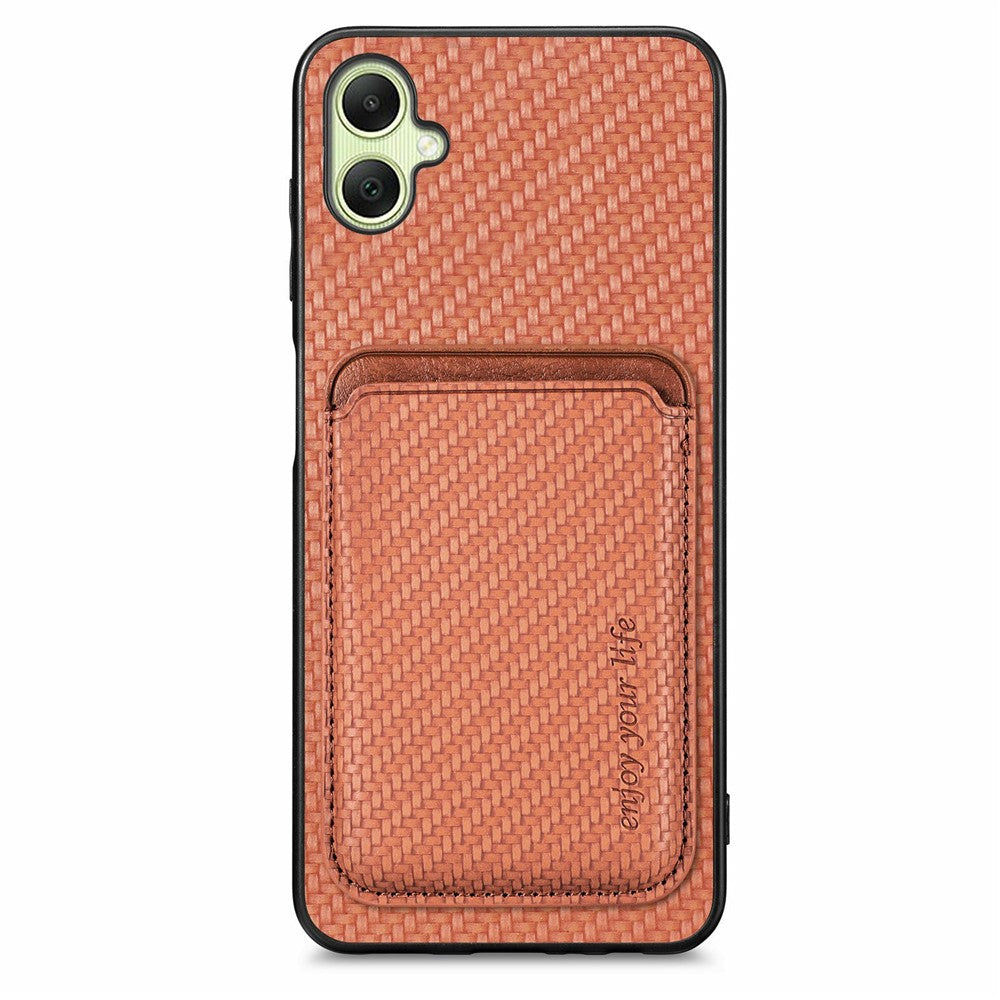 Samsung Galaxy A06 4G-skal, bakstycke i kolfiberläder med avtagbar korthållare